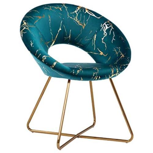 Duhome Atrovirens Accent Chair Velvet Vanity Chair Lliving Room Chairs Desk Chair with Golden Legs Mid-Back 1 pcs