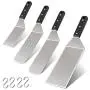 Metal Spatula Set of 4, Leonyo Stainless Steel Griddle Turner Scraper for Flat Top Grill Teppanyaki Cast Iron BBQ Cooking Pancake, Heavy Duty & Dishwasher Safe, Attach 4 Hanging Hooks, Great Men Gift Metal Spatula Set of 4, Leonyo Stainless Steel Griddle Turner Scraper for Flat Top Grill Teppanyaki Cast Iron BBQ Cooking Pancake, Heavy Duty & Dishwasher Safe, Attach 4 Hanging Hooks, Great Men Gift
