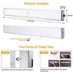 MOSTON Super Bright Rechargeable Closet Light 78LED, Homelife Motion Sensor LED Lights Under Cabinet Stick on Anywhere with Built-in Magnetic