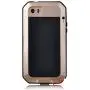 New Waterproof Shockproof Aluminum Gorilla Glass Metal Military Heavy Duty Armor Bumper Cover Case for Apple iPhone 5 5S Home Key +Fingerprint (Gold)