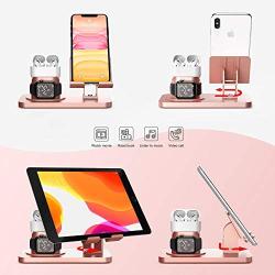 Imguardz 3 in 1 Charging Station Compatible with Apple Watch iPhone and Airpods, Charging Stand Dock for iWatch Series 5/4/3/2/1, AirPods Pro 2/1 and iPhone 11/12/pro/max//Xr/8/7 Plus/SE, Rose Gold