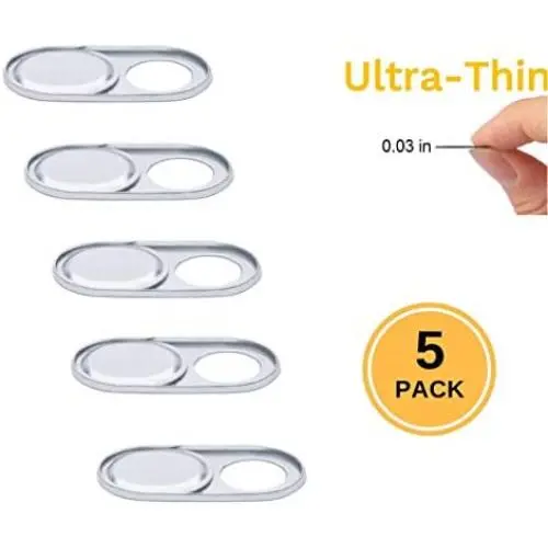 Foretra - Ultra Thin Metal Webcam Slide Cover | Privacy for Your Laptop/Tablet | 5-Pack (Silver) Foretra - Ultra Thin Metal Webcam Slide Cover | Privacy for Your Laptop/Tablet | 5-Pack (Silver)