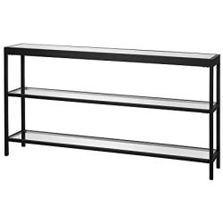 Henn&Hart Modern Console Sofa 3-Tier Open Shelf, Entryway/Hallway Table for Living Room, Multiple Colors/Sizes, 55'' L, Black