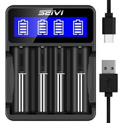 18650 Battery Charger, SEIVI LCD Display Universal Smart Charger for Rechargeable Batteries Li-ion Batteries 18650 26650 18490 17670 17500 16340 14500, Ni-MH/Ni-Cd A AA AAA Batteries