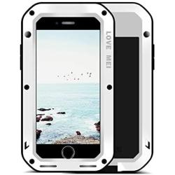 LOVE MEI Metal Aluminium Case for iPhone 8 Plus /7 Plus, Gorilla Glass Military Grade Bumper Frame Heavy Duty Cover Shell for Apple iPhone 8 Plus iPhone 7 Plus (White)