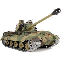 Modified Edition 1/16 2.4ghz Remote Control German King Tiger Henschel Tank Model(360-Degree Rotating Turret)(Steel Gear Gearbox)(3800mah Battery)(Metal Tracks &Sprocket Wheel & Idle Wheel)