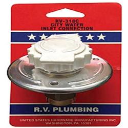 UNITED STATES HDW RV318C Rv Metal Flange City Water Fill Flush Mount with Back Flow Preventer