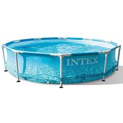 Intex 28207EH 10 Feet x 30 Inch Rust Resistant Steel Metal Frame Outdoor Backyard Above Ground Circular Beachside Swimming Pool with Filter Pump