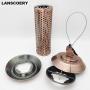 LANSCOERY Metal Wild Bird Feeder Hanging with High Seed Capacity for Garden Yard Decorations, Weatherproof Birdfeeder Perches, Dome Shaped Roof (Brown)