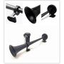 AIHOME Car Horn Super Loud Air Horn 150DB Truck horn 45cm Chrome Zinc Black Single Trumpet Truck Air Horn with Compressor Electric Metal Horn loudspeaker for Any 12V Car Lorry Train Boat Moto etc