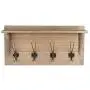 Wall Mounted Coat Rack with Shelf - 16 Inch Rustic Wooden 4 Hook Coat Hanger Rail, White Distressed Wood, Black Metal Hooks Wall Mounted Coat Rack with Shelf - 16 Inch Rustic Wooden 4 Hook Coat Hanger Rail, White Distressed Wood, Black Metal Hooks