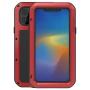 LOVE MEI for iPhone 11 Pro Max Case, Heavy Duty Full Body Sturdy Hard Shockproof Dirtproof Anti-Scratch Hybrid Aluminum Metal Silicone Case with Tempered Glass Cover for iPhone 11 Pro Max (Red)