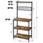 Yaheetech 4-Tier Industrial Kitchen Bakers Rack,Standing Bakers Racks,Microwave Oven Stand Organizer Workstation Mesh Panel w/10 Hooks,Standing Cupboard w/Storage Shelves,Stable Metal Frame