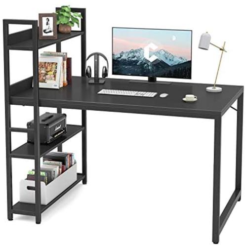 Cubicubi Computer Desk 47 inch with Storage Shelves Study Writing Table for Home Office,Modern Simple Style,Black
