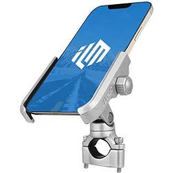 ILM Upgraded Bike Motorcycle Phone Mount Aluminum Bicycle Cell Phone Holder Accessories Fits iPhone X Xs 7 7 Plus 8 8 Plus iPhone 6s 6s Plus Galaxy S7 S6 S5 Holds Phones up to 3.7'' Wide (Silver)