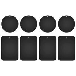 Metal Plates for Magnetic Car Mount,Nekteck Replacement Metal Plates with Strong Adhesive for Magnetic Air Vent Phone Car Mount Holder,GPS Holder, 4 Rectangulars and 4 Rounds, 8 Pack, Black