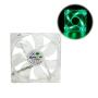 Autolizer Sleeve Bearing 120mm Silent Cooling Fan for Computer PC Cases, CPU Coolers, and Radiators - High Airflow, Quite, and Transparent Clear (Green Quad 4-LEDs) - 2 Years Warranty