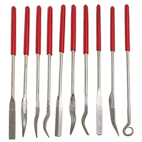 Tvoip 10 Pieces 3x140mm Diamond Mini Needle File Set Hand Tools for Ceramic Glass Gem Stone Hobbies and Crafts Wood and Metal File