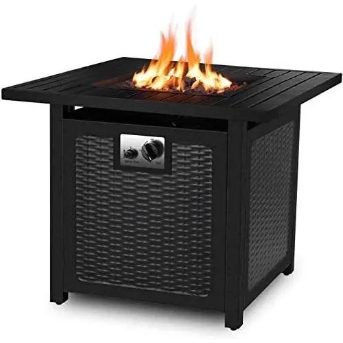 femor 30'' Propane Gas Fire Pit, 50,000 BTU Auto-Ignition Fire Bowl with Waterproof Firepit Table Cover & Lava Rock, CSA Certification, Outdoor Square Fireplace for Courtyard/Balcony(Black) femor 30'' Propane Gas Fire Pit, 50,000 BTU Auto-Ignition Fire Bowl with Waterproof Firepit Table Cover & Lava Rock, CSA Certification, Outdoor Square Fireplace for Courtyard/Balcony(Black)