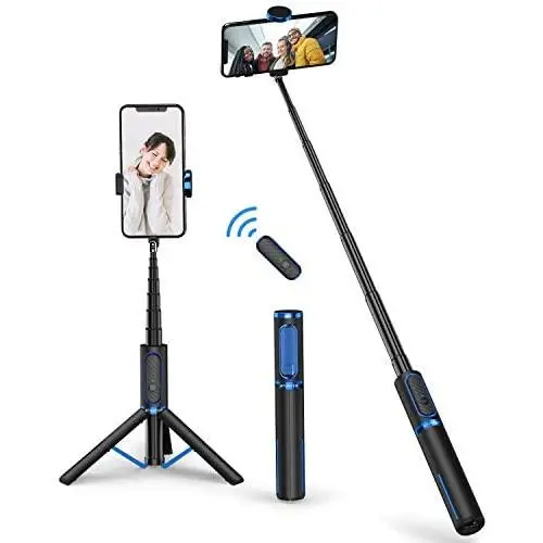 ATUMTEK Bluetooth Selfie Stick Tripod, Mini Extendable 3 in 1 Aluminum Selfie Stick with Wireless Remote and Tripod Stand 360° Rotation for iPhone 12/11 Pro/XS Max/XS/XR/X/8/7, Samsung and Smartphone