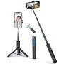 ATUMTEK Bluetooth Selfie Stick Tripod, Mini Extendable 3 in 1 Aluminum Selfie Stick with Wireless Remote and Tripod Stand 360° Rotation for iPhone 12/11 Pro/XS Max/XS/XR/X/8/7, Samsung and Smartphone