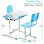 Height Adjustable Kids Desk and Chair Set,Children School Study Table with Tilt Desktop,Bookstand,Pull Out Drawer Storage,Pencil Case and Metal Hook for Boys Girls,Artist Desk for Kids (Blue)