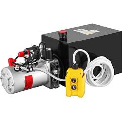 Mophorn Hydraulic Pump 12 Quart Hydraulic Power Unit Single Acting Hydraulic Power Unit with Steel Reservoir for Dump Trailer Truck Car Lift Unit 12V DC (Steel, 12 Quart Single Acting)