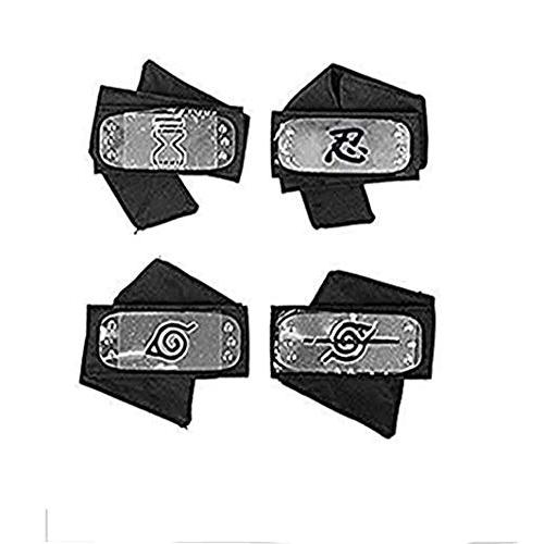 4pcs Naruto Headband with Metal Plated Cosplay Leaf Village Sand Veil Akatsuki Yahiko