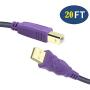 WAWPI Printer Cable 20 feet, USB 2.0 Cable A-Male to B-Male for Printer/Scanner (20 ft)