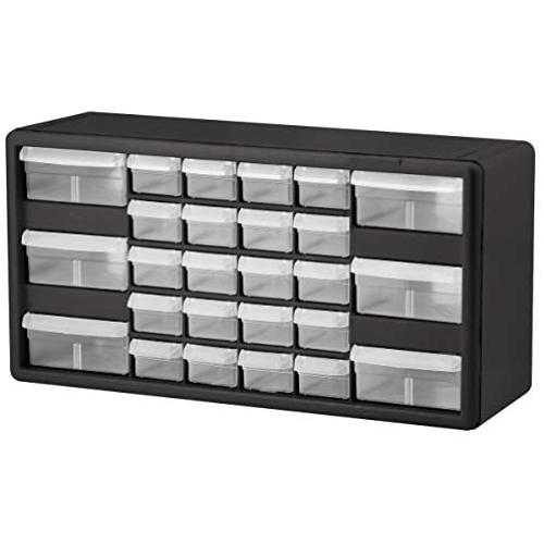 Akro-Mils 26 Drawer 10126, Plastic Parts Storage Hardware and Craft Cabinet, (20-Inch W x 6-Inch D x 10-Inch H), Black Akro-Mils 26 Drawer 10126, Plastic Parts Storage Hardware and Craft Cabinet, (20-Inch W x 6-Inch D x 10-Inch H), Black