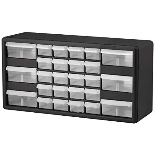 Akro-Mils 26 Drawer 10126, Plastic Parts Storage Hardware and Craft Cabinet, (20-Inch W x 6-Inch D x 10-Inch H), Black