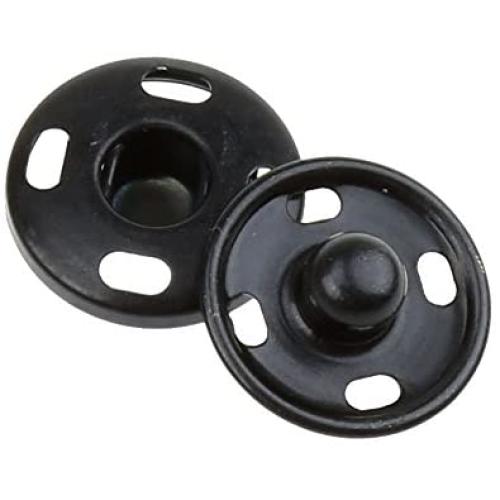 COTOWIN Sew-On Snaps,Black Press Buttons,Pack of 10,15mm
