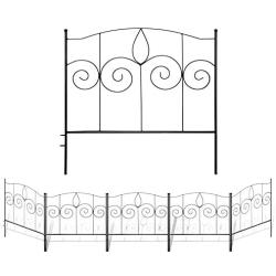 Gray Bunny Decorative Garden Fence for Landscaping, 24 in x 10 ft, 5 Black Panels, Rust Proof Metal Movable Wire Border Picket Folding Decor Garden Edging Fences for Flower Bed & Pet Barrier