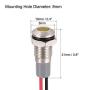 uxcell Signal Indicator Light AC/DC 12V-24V 8mm Yellow LED Metal Shell 5pcs