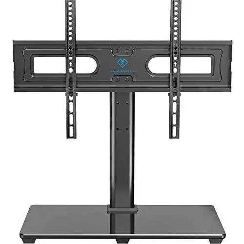 PERLESMITH Universal TV Stand Table Top TV Base for 37 to 70 inch LCD LED OLED 4K Flat Screen TVs - Height Adjustable TV Mount Stand with Tempered Glass Base, VESA 600x400mm, Holds up to 99lbs