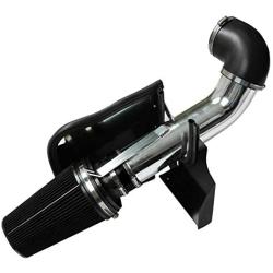 BLACKHORSE-RACING 4'' Cold Air Intake System Kit with Heat Shield Filter Compatible with Chevy GMC 1999 2000 2001 2002 2003 2004 2005 2006 V8 4.8L/5.3L/6.0L(Black)