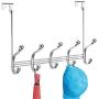 iDesign York Metal Over the Door Organizer, 5-Hook Rack for Coats, Hats, Robes, Towels, Jackets, Purses, Bedroom, Closet, and Bathroom, 15.28'' x 5.25'' x 11'', Chrome