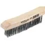 Forney 70521 Wire Scratch Brush, Stainless Steel with Curved Wood Handle, 13-3/4-Inch-by-.013-Inch