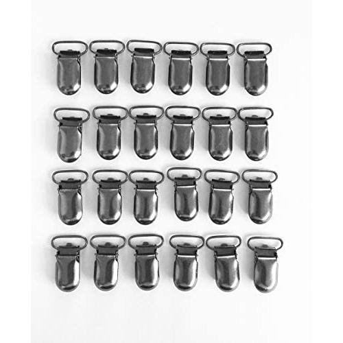 JerryMart 25pcs 20mm 3/4'' Gun Black Plated Pacifier Suspender Clips, Pacifier Clips for Making Pacifier Holders Bib Clips Toy Holder (Color: Gun Black) (20mm (3/4 inch))