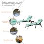 LOKATSE HOME 3 Pieces Outdoor Patio Chaise Lounges Chairs Set Adjustable with Folding Table, Light Blue Cushions