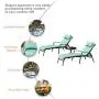 LOKATSE HOME 3 Pieces Outdoor Patio Chaise Lounges Chairs Set Adjustable with Folding Table, Light Blue Cushions LOKATSE HOME 3 Pieces Outdoor Patio Chaise Lounges Chairs Set Adjustable with Folding Table, Light Blue Cushions