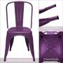 Furmax Metal Dining Chair Indoor-Outdoor Use Stackable Classic Trattoria Chair Chic Dining Bistro Cafe Side Metal Chairs Set of 4 (Purple)