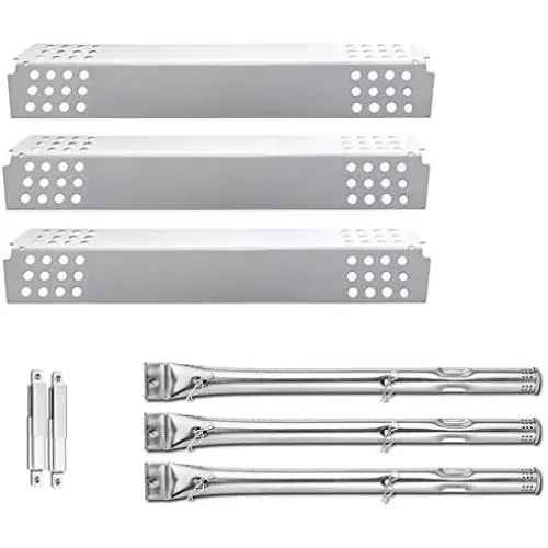 Uniflasy Grill Burner Tube Heat Plates Shield and Crossover Tube Gas Grill Repair Replacement Parts Kit for Charbroil Commericial T47-D 463241414 463241413 463241314 463241313 463241013