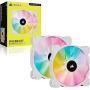 CORSAIR iCUE SP140 RGB Elite Performance 140mm White PWM Dual Fan Kit with Lighting Node CORE