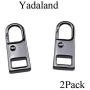 Yadaland Metal Solid Zipper Pull Tab Tag Handle Fixer 0.06inch(1.6mm) Small Clasp Diameter Fit in Hole for Winter Jacket Boot Jean Suitcase Luggage Spring Lock Clip On No Tool Needed Gun Black 2Pack