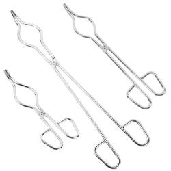 KEILEOHO 16 Inch, 12 Inch & 8 Inch Crucible Tongs with Heat Resistant Safety Melting Furnace Gloves Set, Stainless Steel Professional Grade Crucible Kit Metal Refining Casting Tool