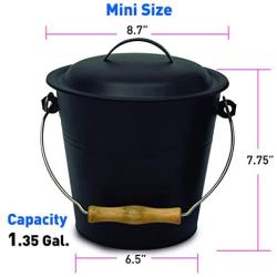 EasyGoProducts EGP Mini Bucket with Shovel and Lid – Metal Hot Wood Ash Pail-Firepl, Black