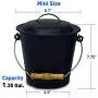 EasyGoProducts EGP Mini Bucket with Shovel and Lid – Metal Hot Wood Ash Pail-Firepl, Black