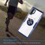 Galaxy Note 10+ Plus/Pro/5G Case,WATACHE Crystal Clear Carbon Fiber Design Armor Protective Case with 360 Degree Rotation Finger Ring Grip Holder Kickstand for Galaxy Note 10+/Plus,Blue