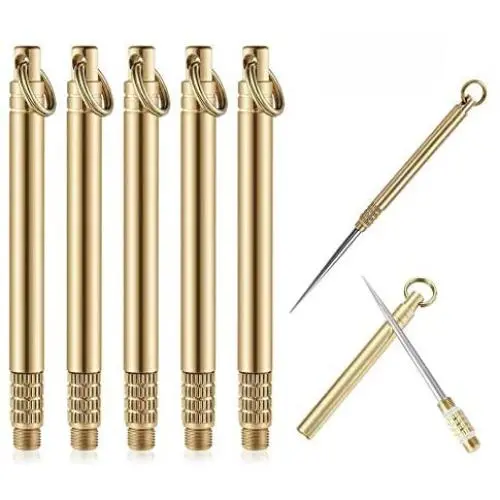 5 Pieces Portable Titanium Toothpick Pocket Toothpick with Metal Toothpick Holder for Outdoor Camping and Picnic 5 Pieces Portable Titanium Toothpick Pocket Toothpick with Metal Toothpick Holder for Outdoor Camping and Picnic